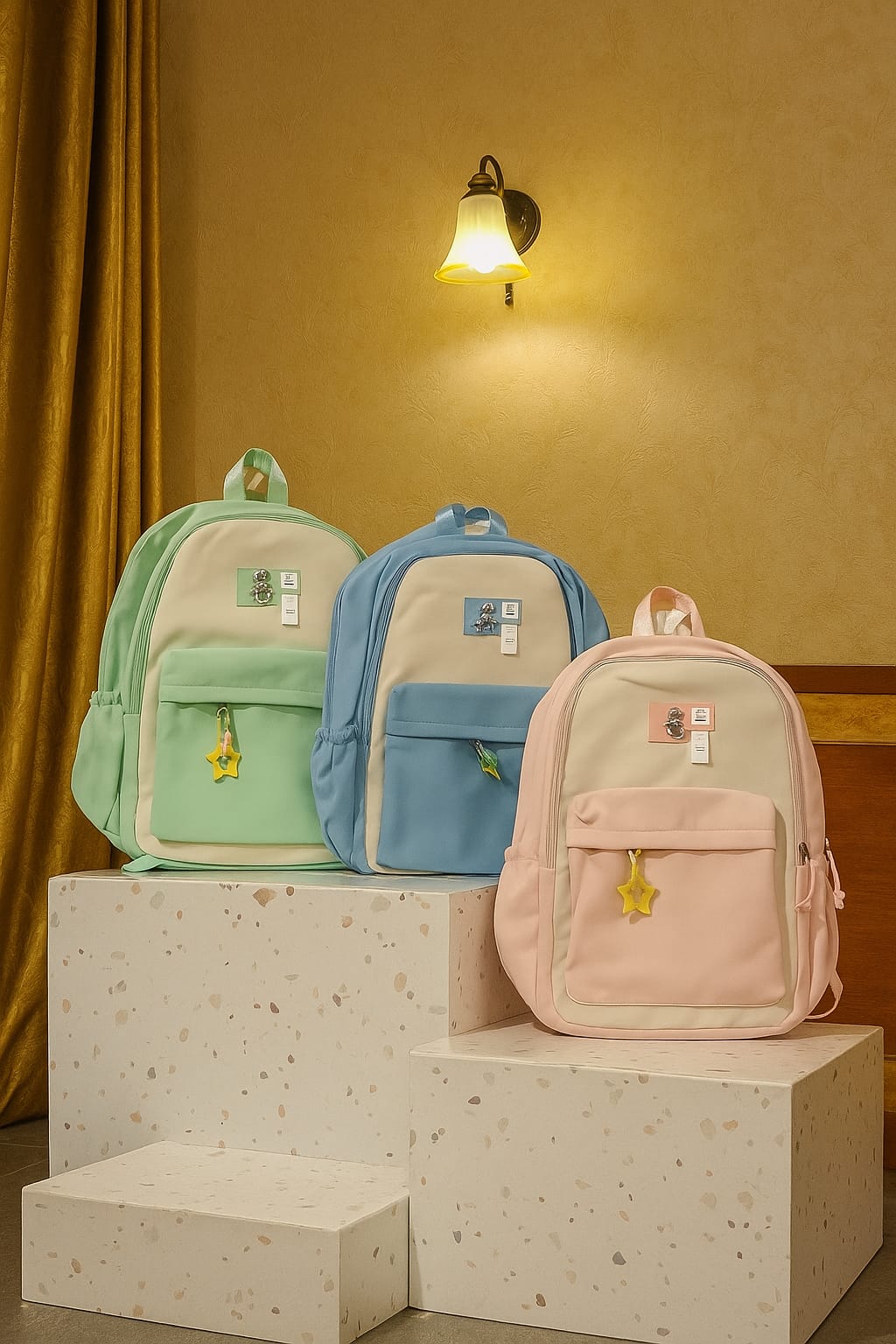 SkyTone Classic Backpack – Blue & Pink & Green