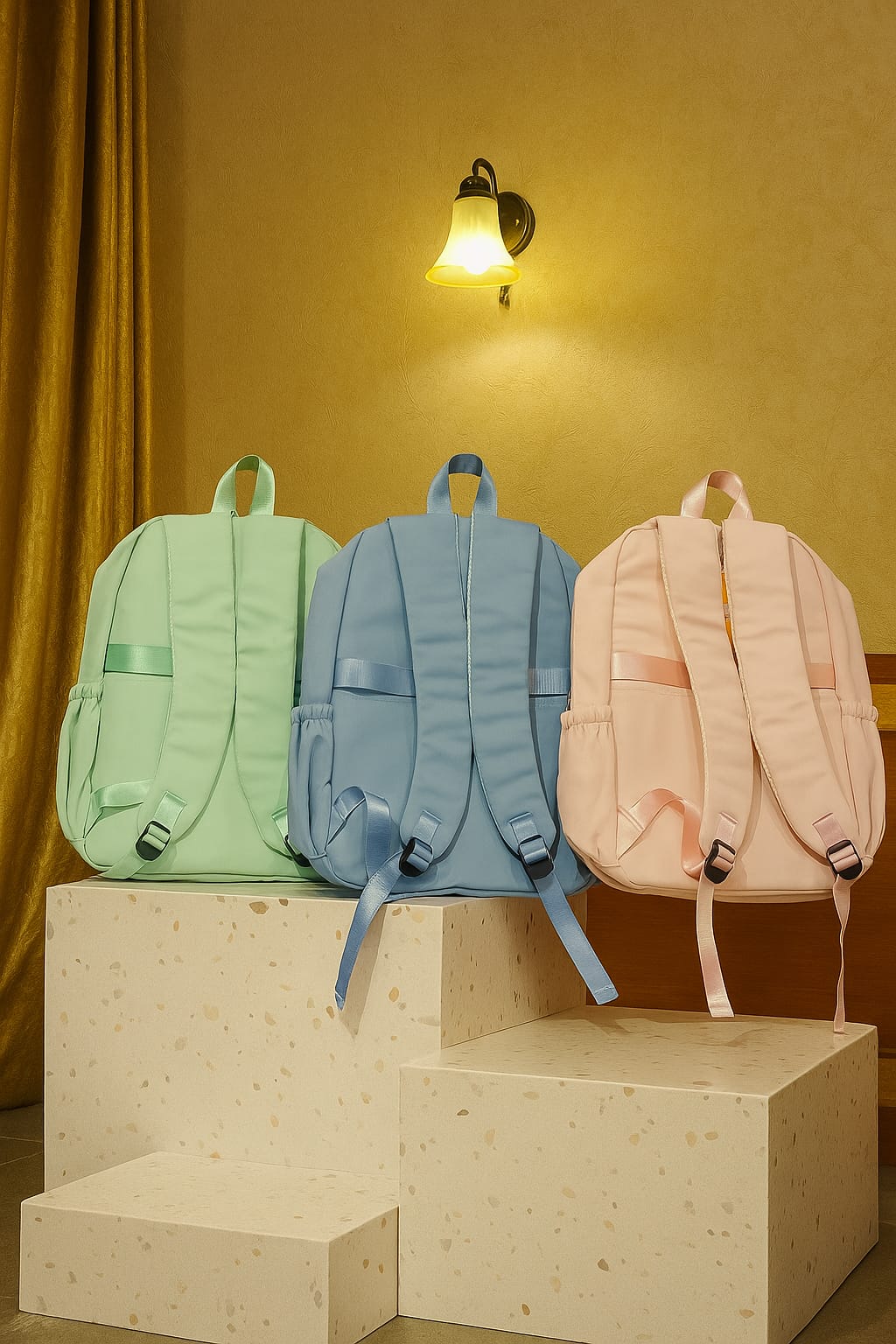 SkyTone Classic Backpack – Blue & Pink & Green