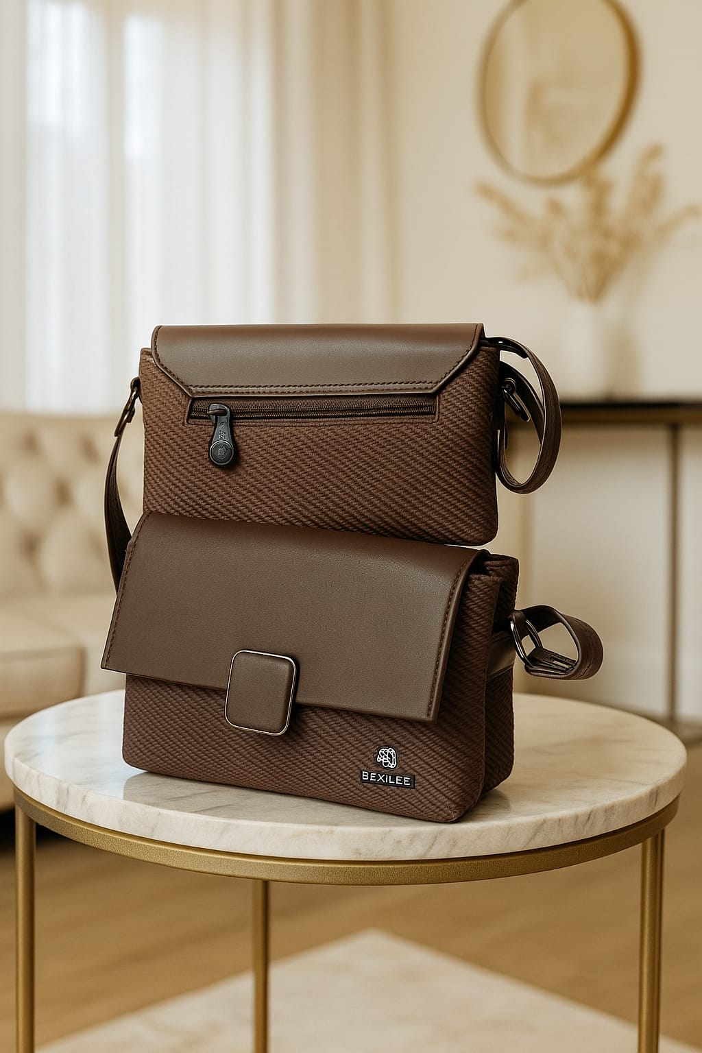 Premium Textured Flap Sling Bag – Dual Tone Elegance