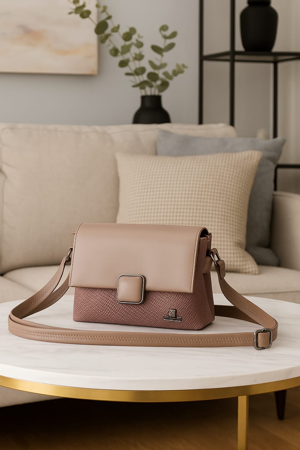 Premium Textured Flap Sling Bag – Dual Tone Elegance