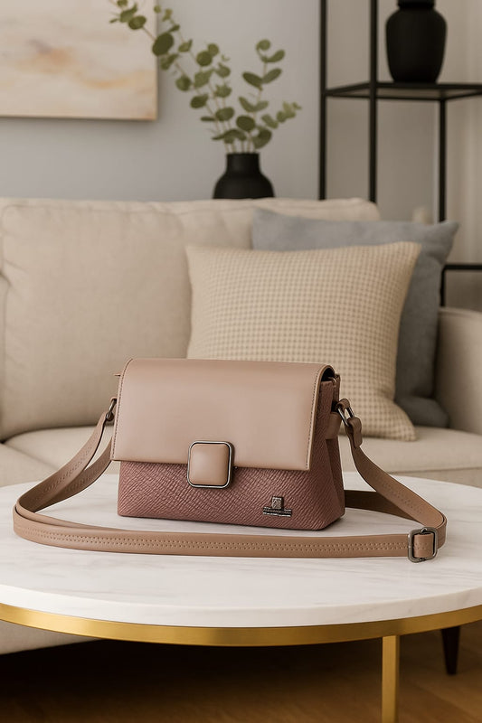 Premium Textured Flap Sling Bag – Dual Tone Elegance