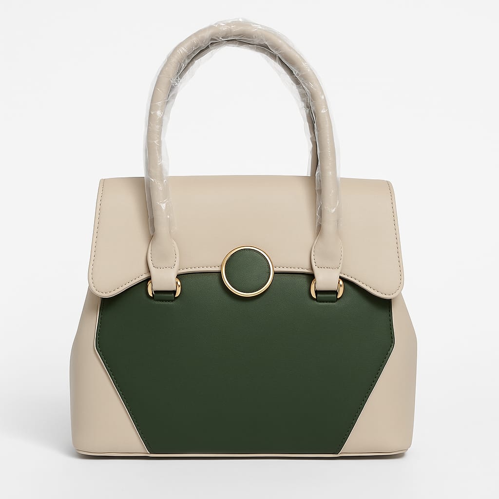 Elegant Two-Tone Structured Handbag – Premium Faux Leather