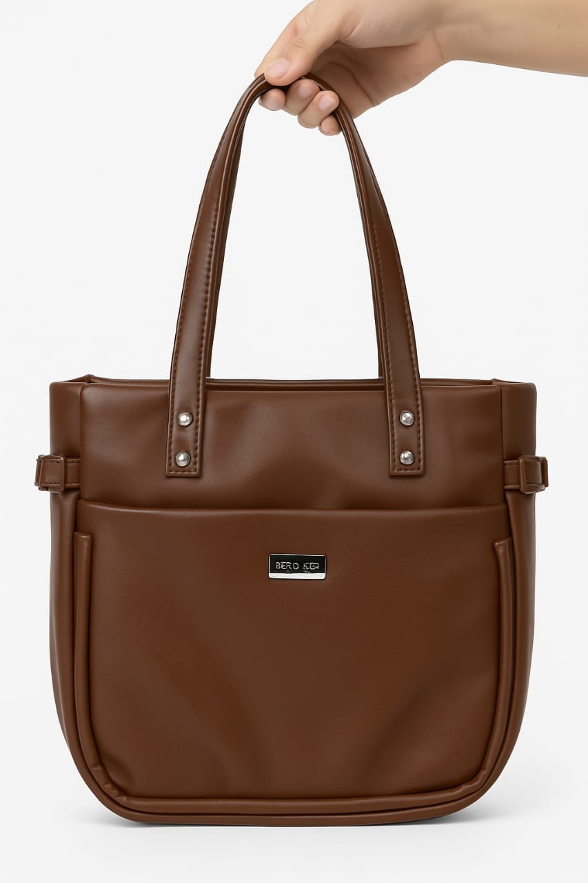 Elegant Faux Leather Shoulder Tote Handbag – Multiple Colors