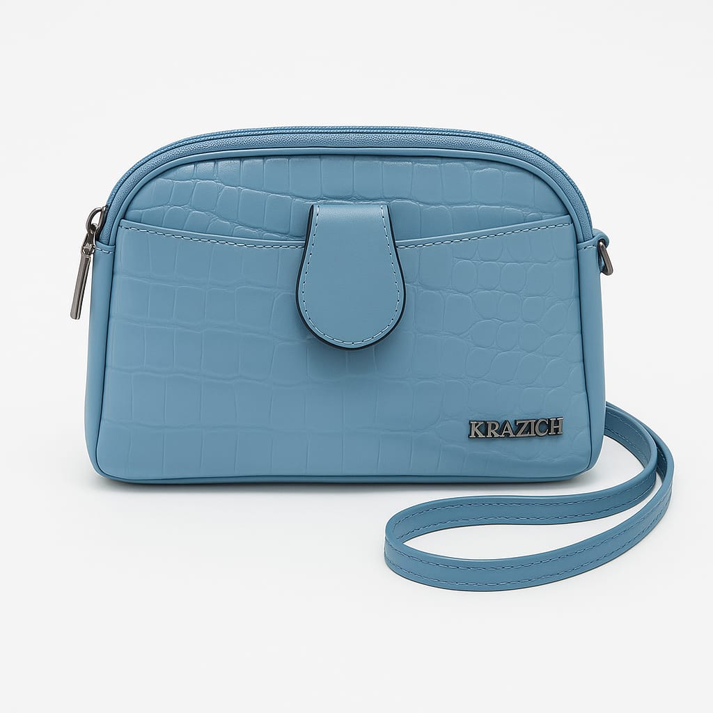 Elegant Faux Leather Crossbody Bag with Croc-Embossed Texture – KRAZICH
