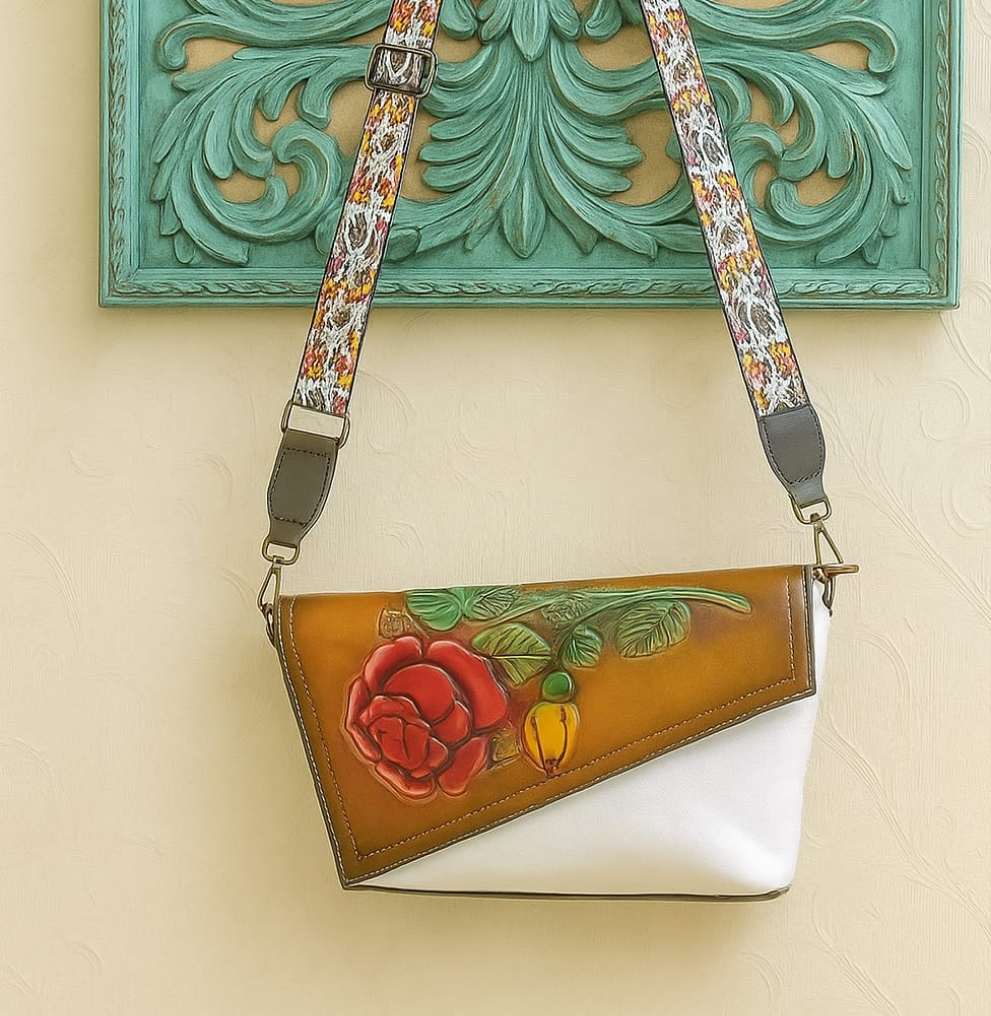 Vintage Floral Embroidered Saddle Bag